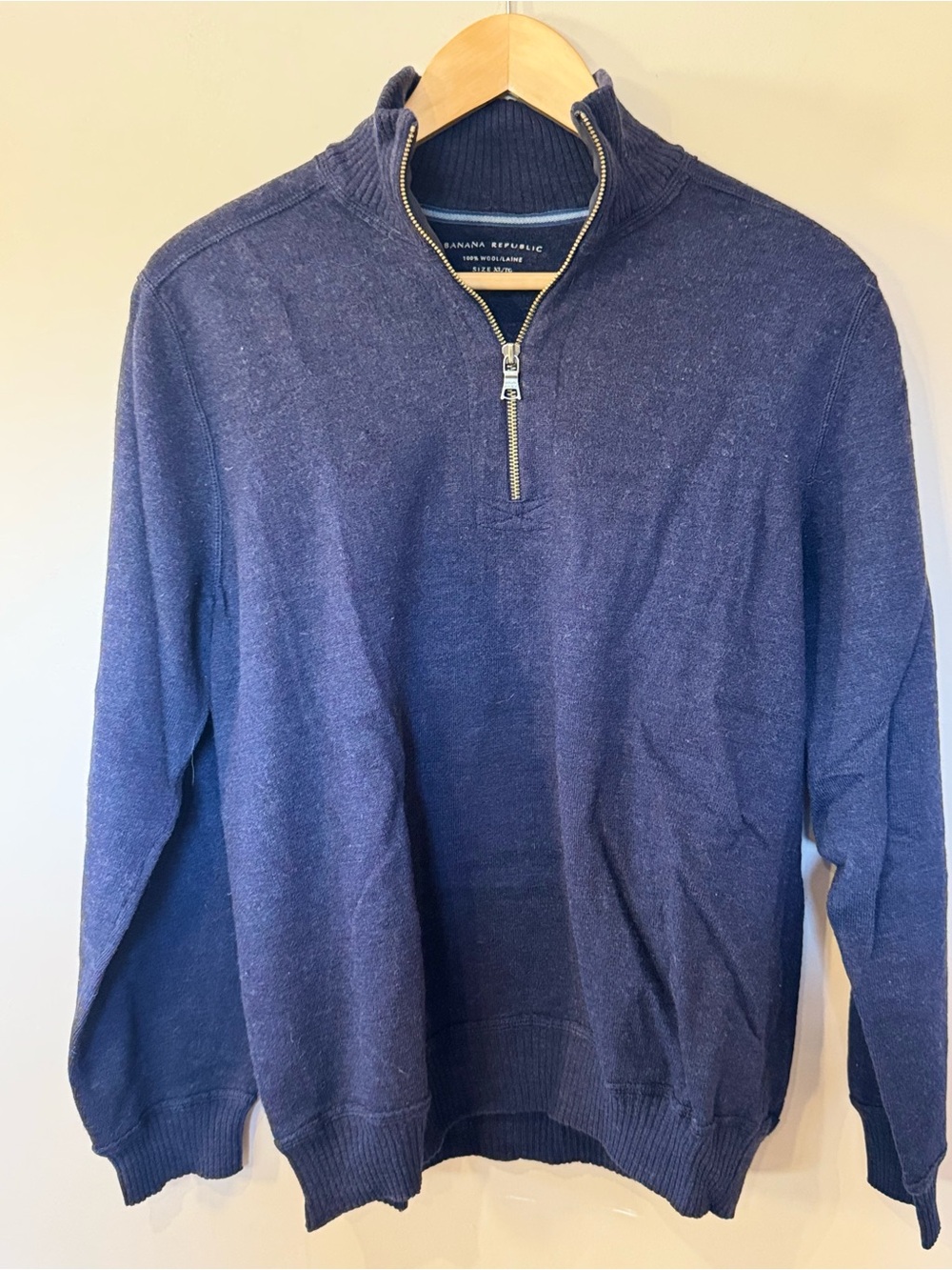 Banana Republic Men's Navy Zip-Neck Sweater
